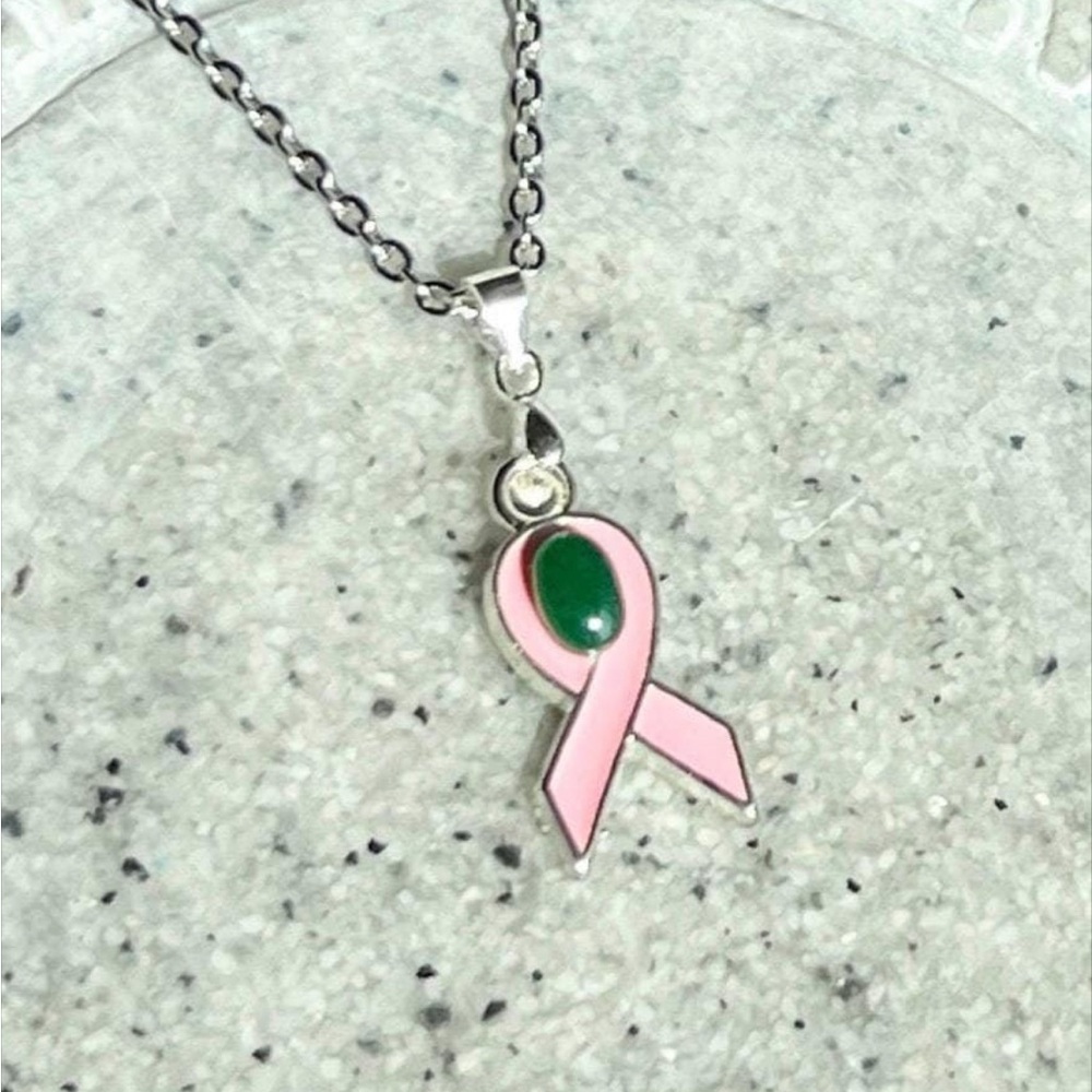 Breast Cancer Awareness Necklace Handmade by Wandering Bunny LLC